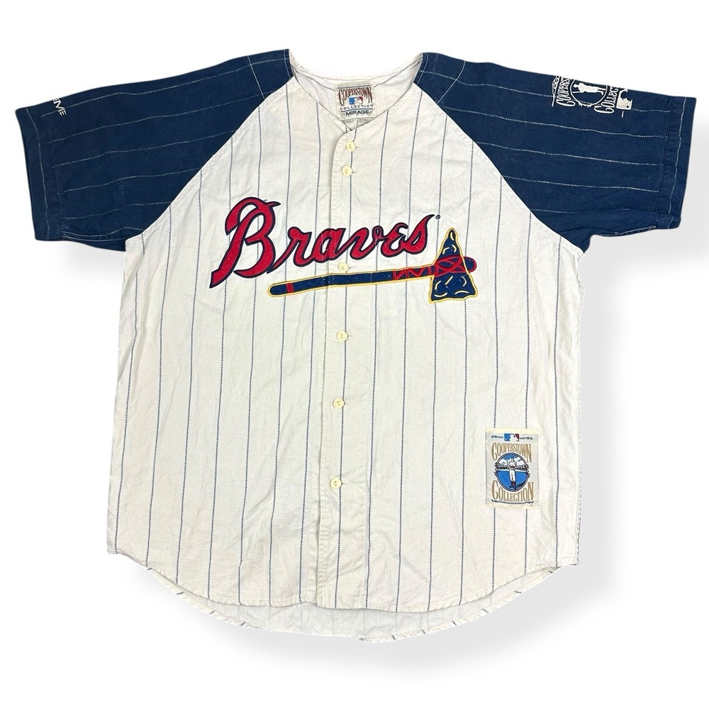 VTG Hank Aaron Atlanta Braves Jersey Mirage Cooperstown Size XXL Beige‎ MLB RARE